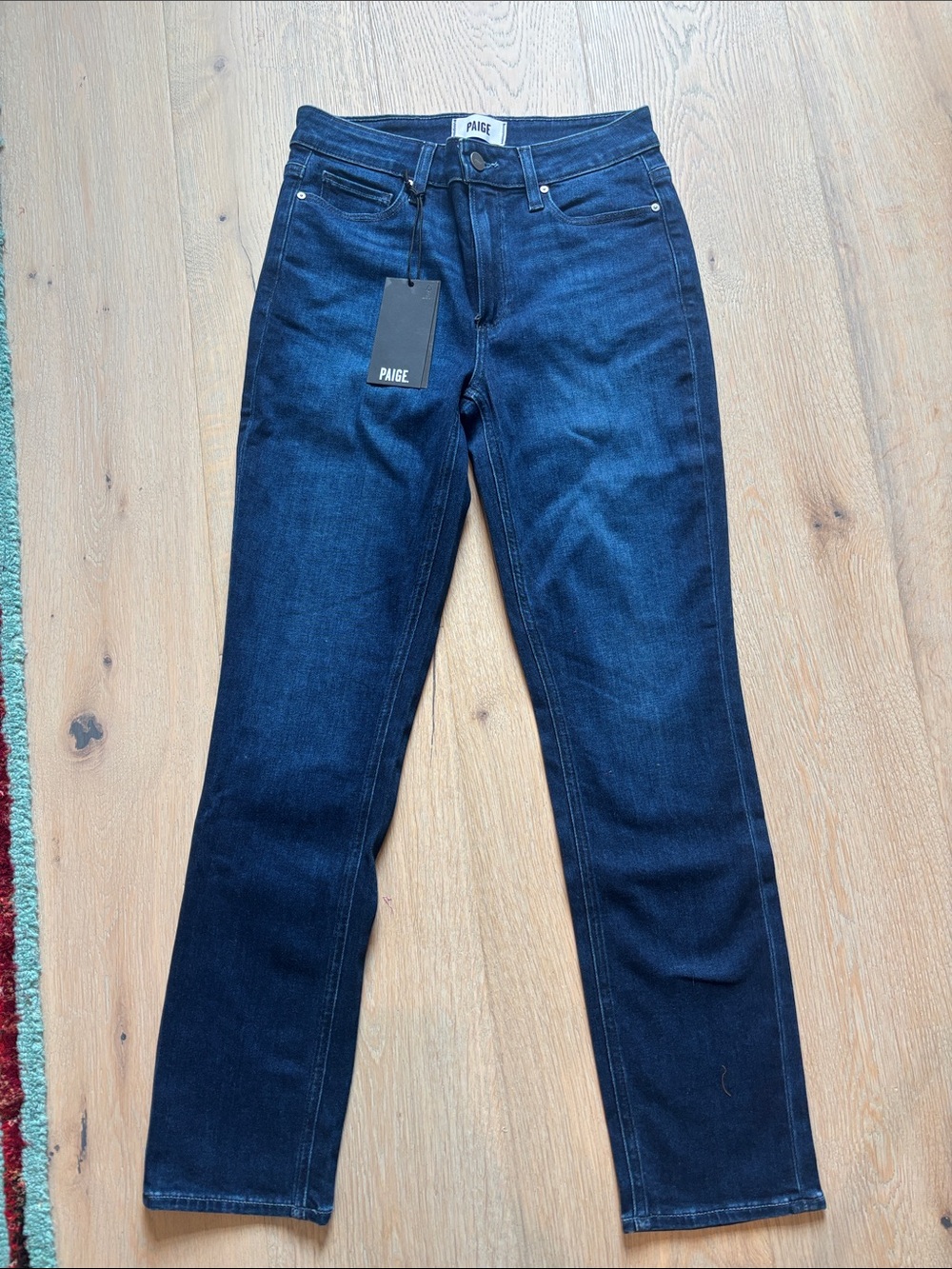 PAIGE Dark Blue Straight Leg Jeans Paxton Glastonbury